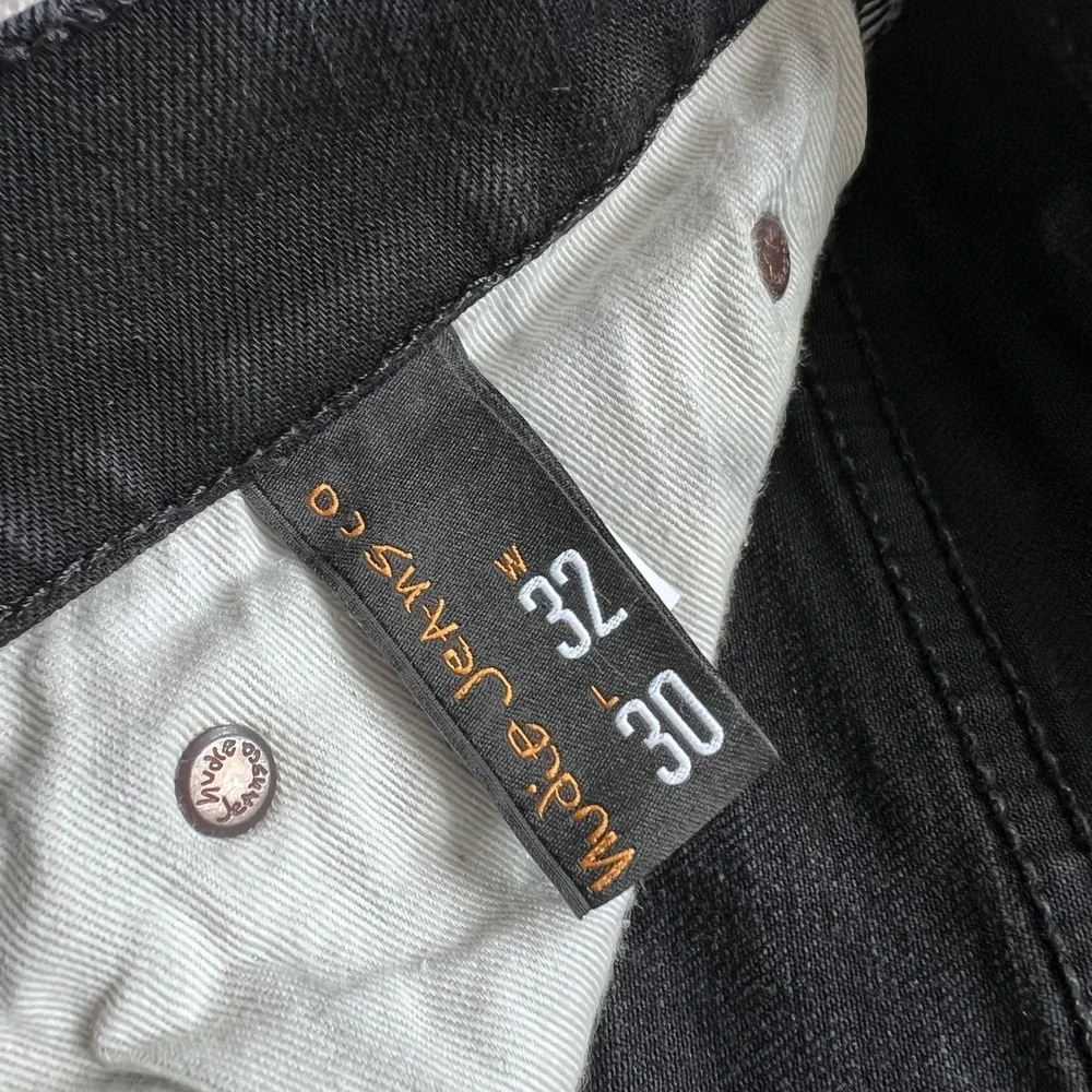 Nudie Jeans Lean Dean Jeans Mens 32x27 Black Slim Tapered Stretch Denim